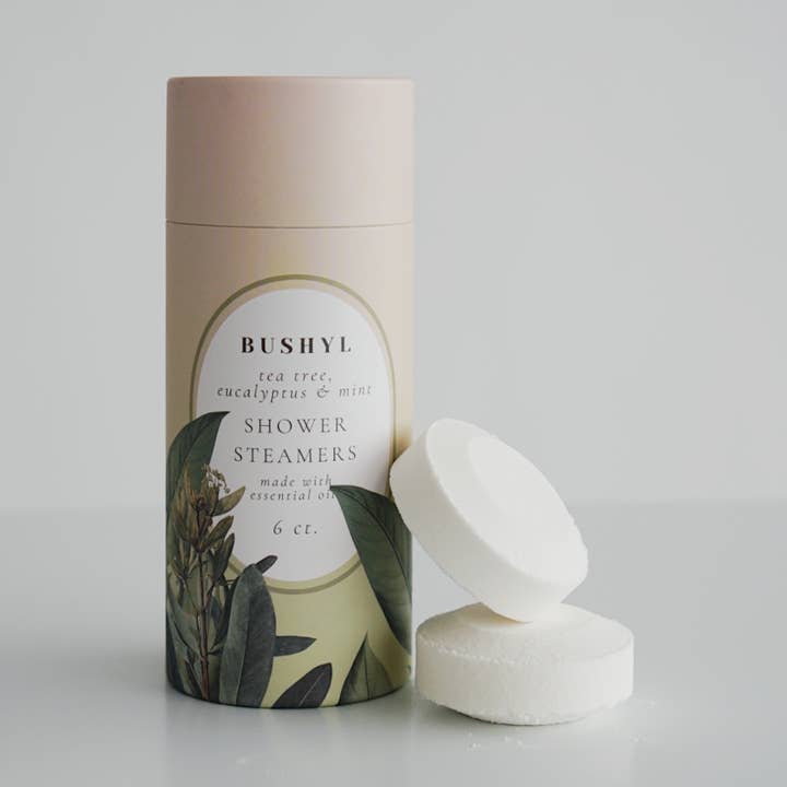Tea Tree, Eucalyptus & Mint Shower Steamers (pack of 6) for wholesale by Bushyl