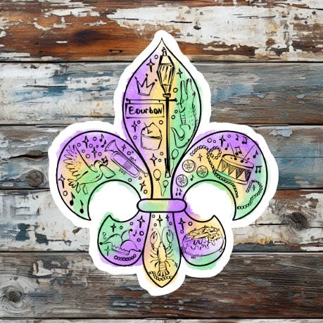 Pegatina de vinilo troquelada de Mardi Gras para venta al por mayor de Prairie Chicken Sticker Shop & Gifts