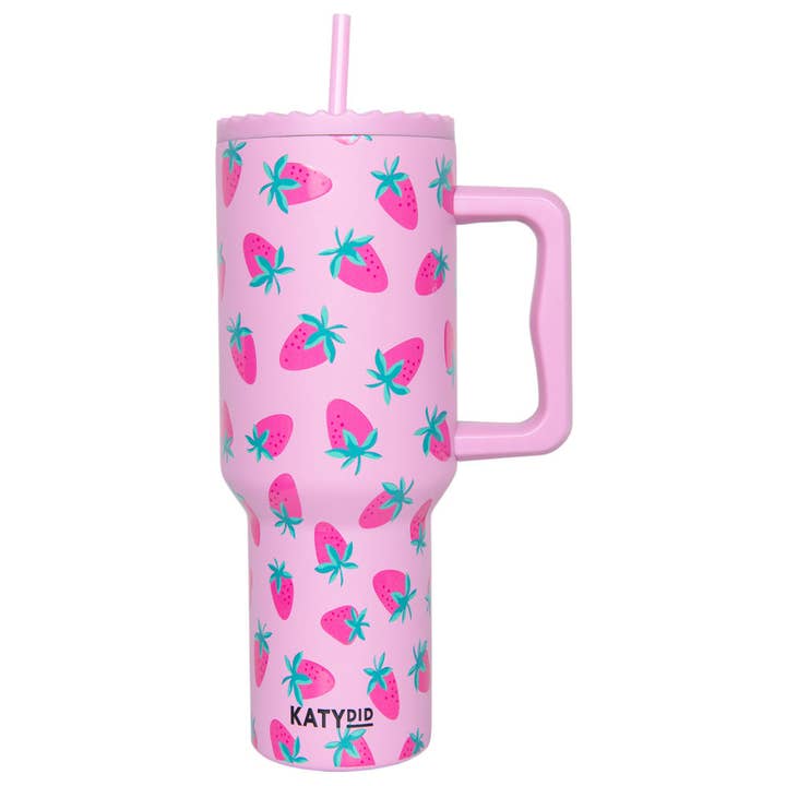 Pink Subtle Strawberry Wholesale 38 Oz Tumbler for wholesale on Faire