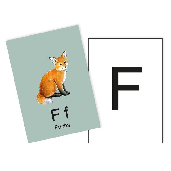 1 Postkarte F wie Fuchs Ergänzungskarte zum ABC Karten Set für den Großhandel von fioniony®