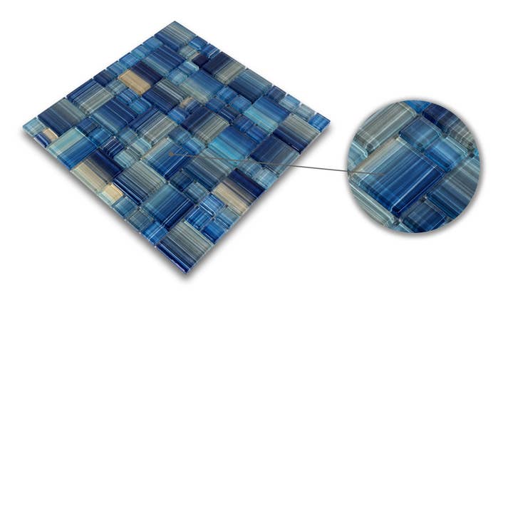 WS Tiles - Wholesale Wall Tile - Swimming Pool Series Random Size Glass Mosaic Tile - 5 Square Feet Per Carton - Coral Blue