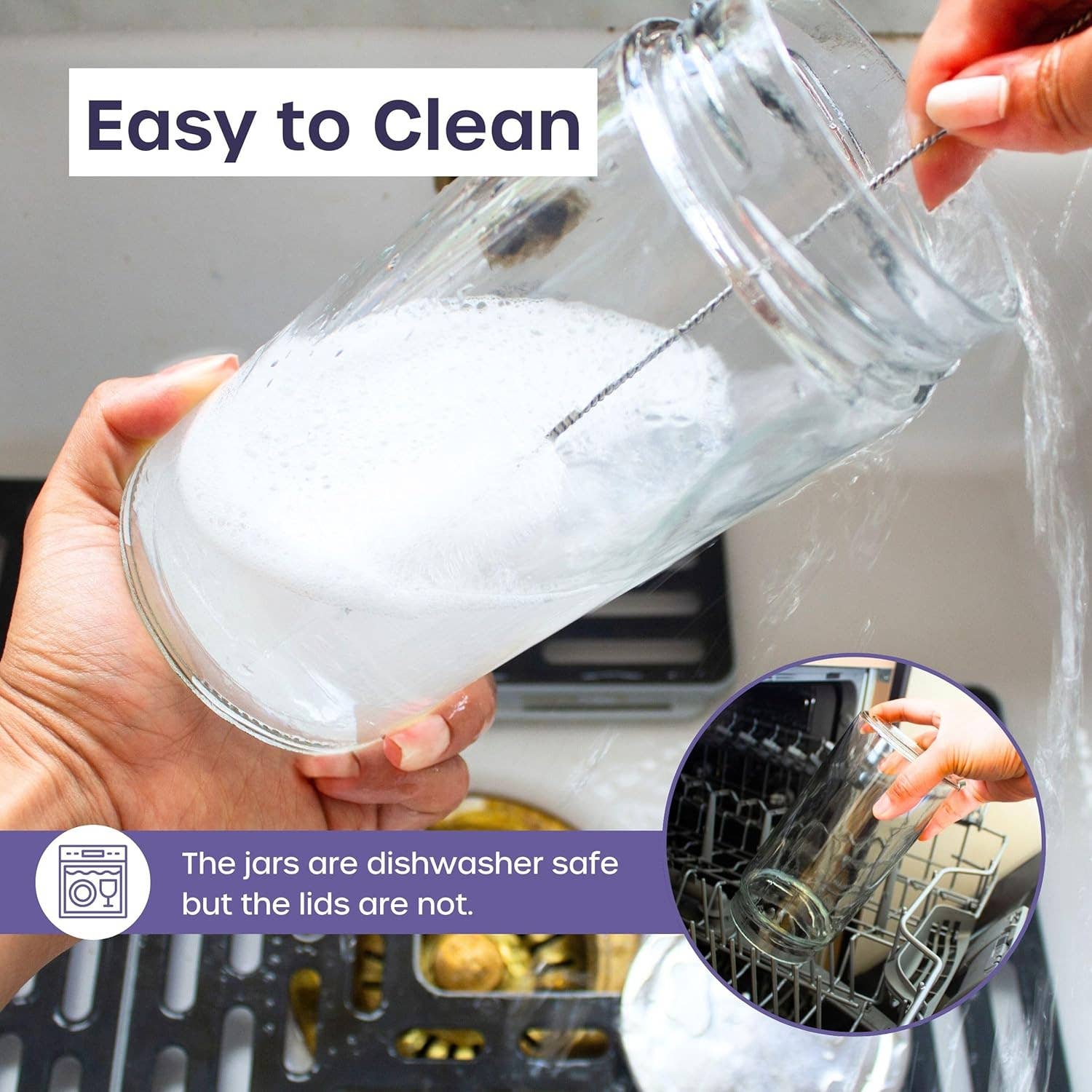 Jara Trading – wholesale Jar – Glass Mason Jars with Lids 750ml - 6 Pack, Leakproof Glass Bottles with Lids for Airtight Seal, Drinking Bottle Ideal for Smoothies, Milkshakes, Sauces, Food Storage, Juices, Beverages, Infused Water4