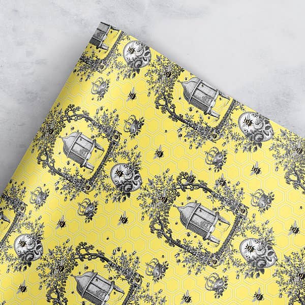 Loralee Lewis - Wholesale Wrapping Paper Roll - Bee Toile Gift Wrap