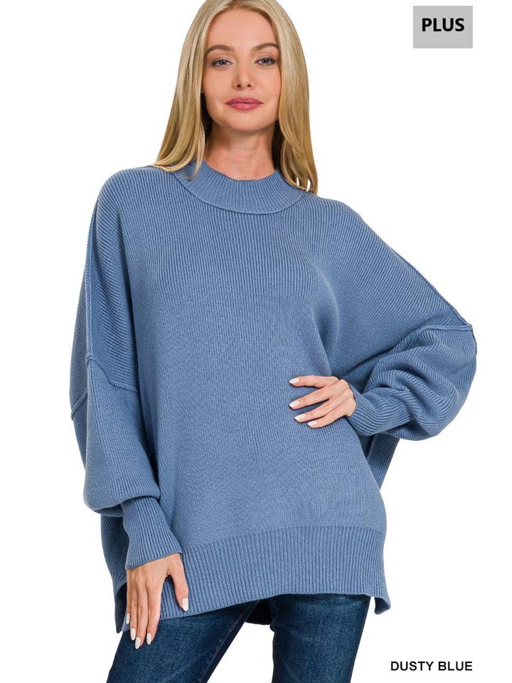 42POPS - Wholesale Knit Sweater - Women's - .0807 Plus Side Slit Oversized Sweater SI-2660814