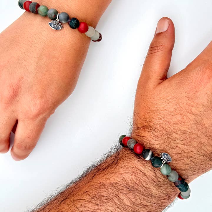 Atelier Ayana - Wholesale Beaded Bracelet - Mana - Elastic Bracelets with Bloodstone in Sterling Silver