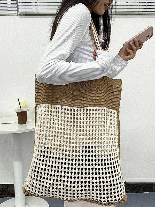 UZ Wholesale Store – wholesale Beach bag – Beach Contrast Color Hollow Bags Accessories8