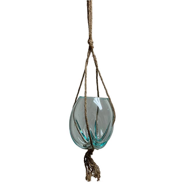 CB Home Collection - Wholesale Hanging Planter - 8" Hanging Molten Glass Bowl with Rope