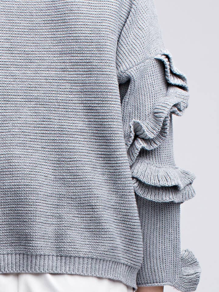GREY Wave Ruffle Sweater for wholesale on Faire7