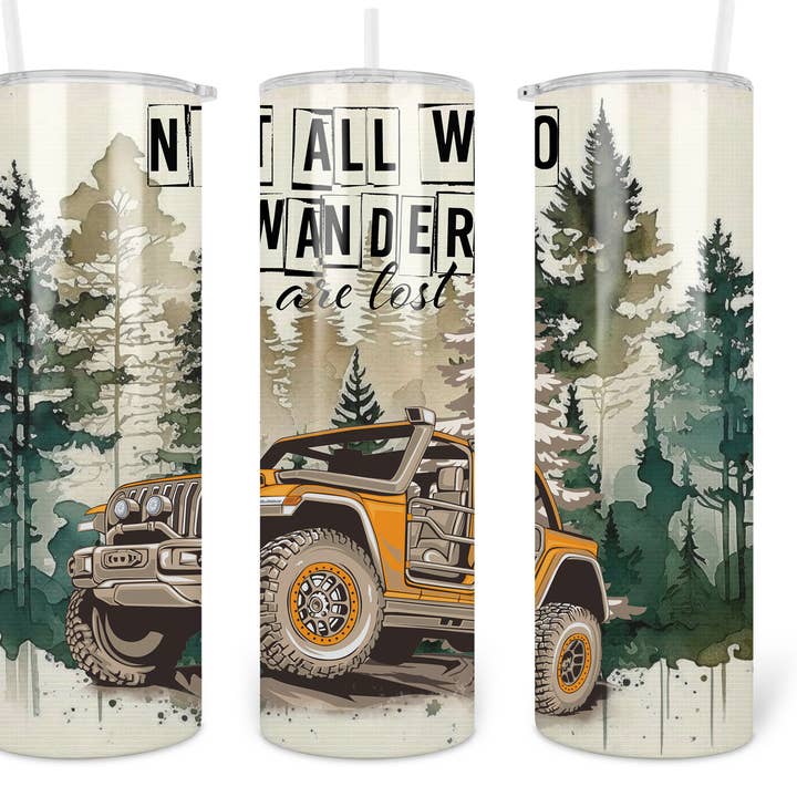 Gobelet 20 oz - Jeep tout-terrain - Tous ceux qui errent ne sont pas perdus pour la vente par Knotted Gypsy Designs