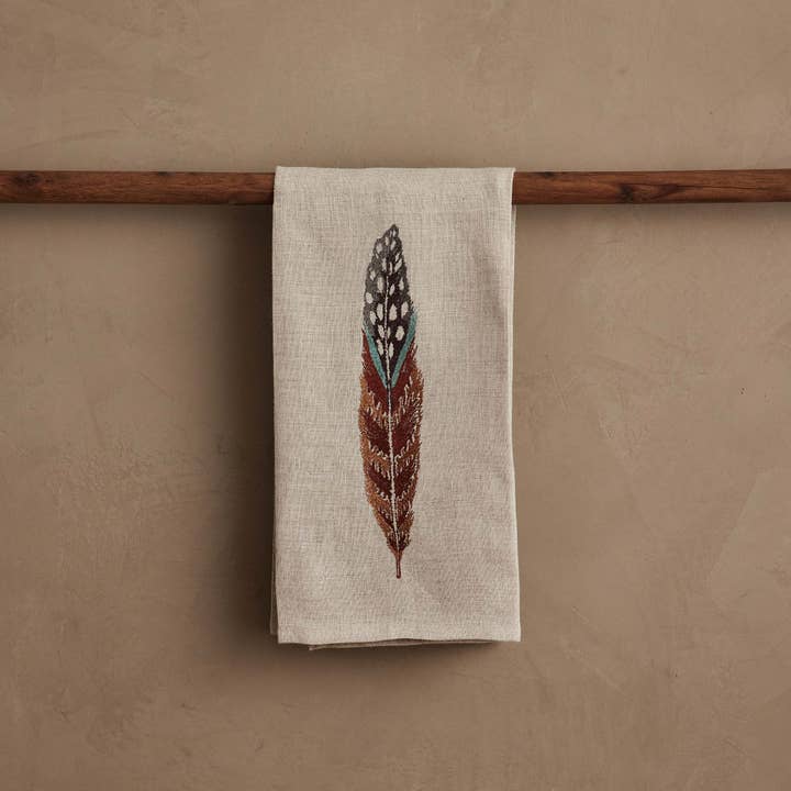 Fowl Feather Tea Towel for wholesale by Coral & Tusk