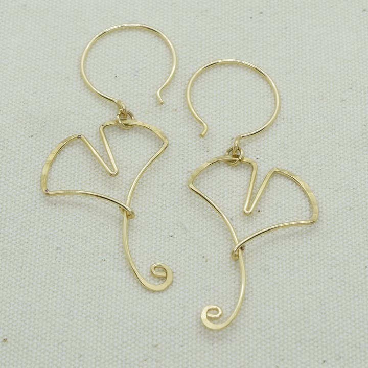 Ginkgo Leaf Gold Earrings for wholesale by Cloverleaf Jewelry