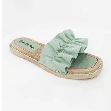 Mulas de babados de hortelã por atacado de B.Boutique