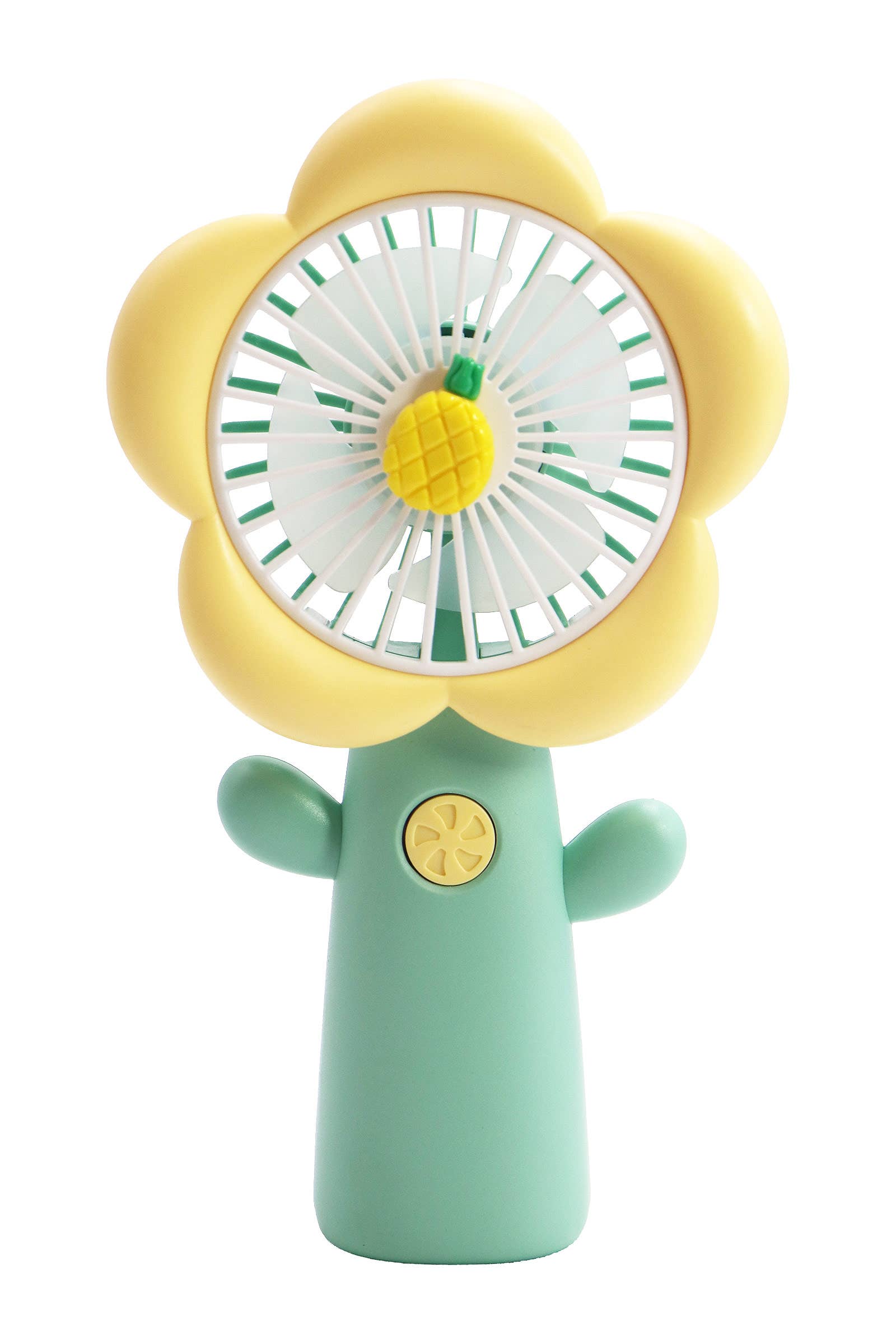 DIVERSE Bärbar elektrisk handfläkt med pastellfärgade blomblad och fruktmotiv för wholesale på Faire12