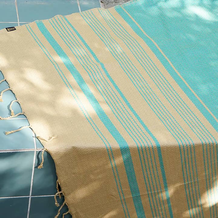 Karawan Authentic – Großhandel Badetuch – Bio-Baumwollhandtuch aus der SAND-Kollektion – Farbe SABLE & AQUASKY3