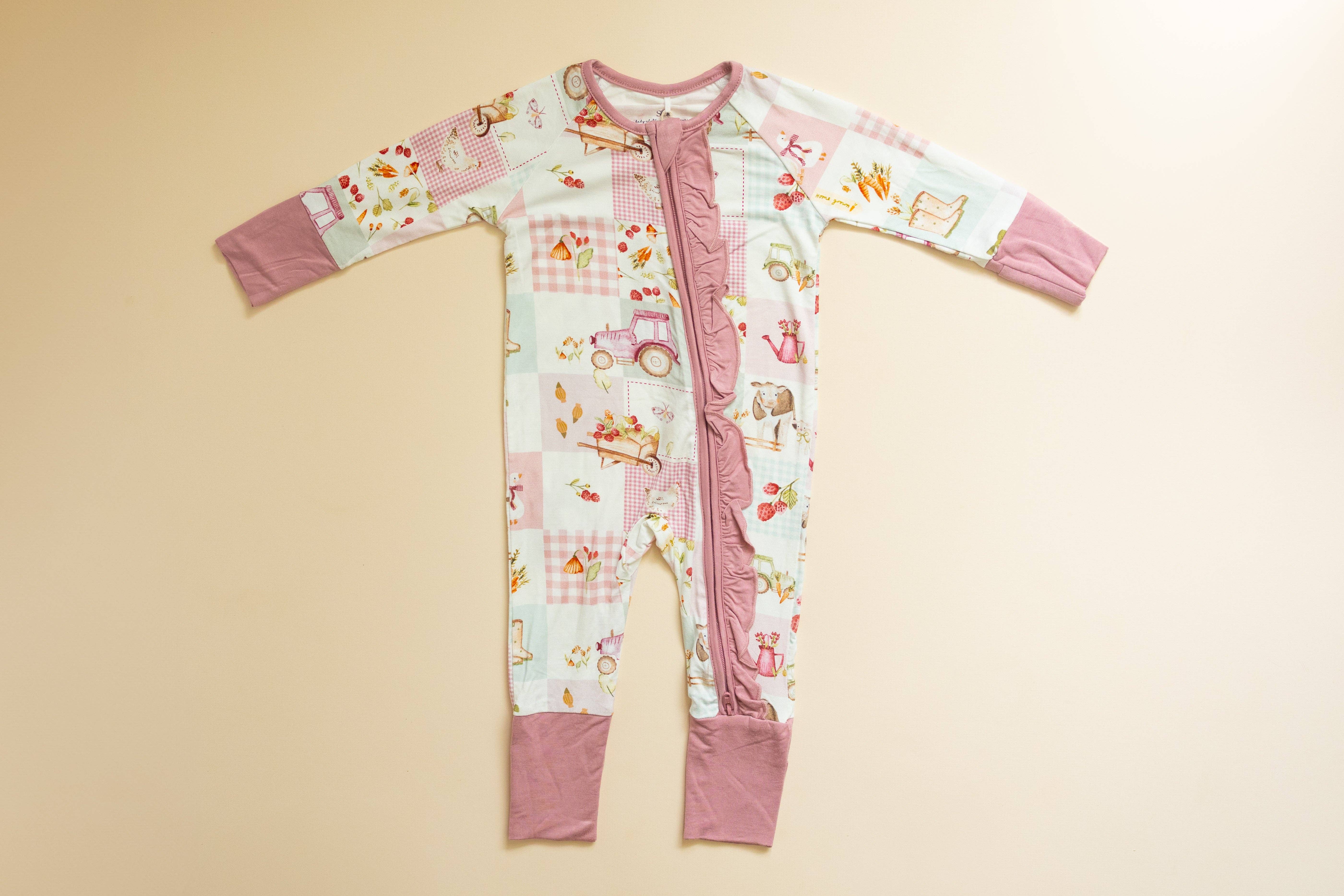 SOL Baby Clothing & Accessories - Wholesale Jumpsuit - Baby - Pink Farm Bamboo Romper0