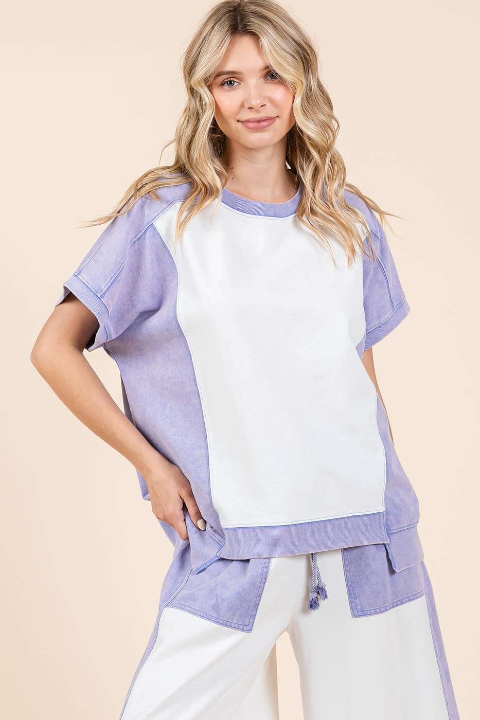 mittoshop – Großhandel Tunika – Damen – ÜBERGROSSES KURZARMSHIRT IM FARBBLOCKDESIGN13