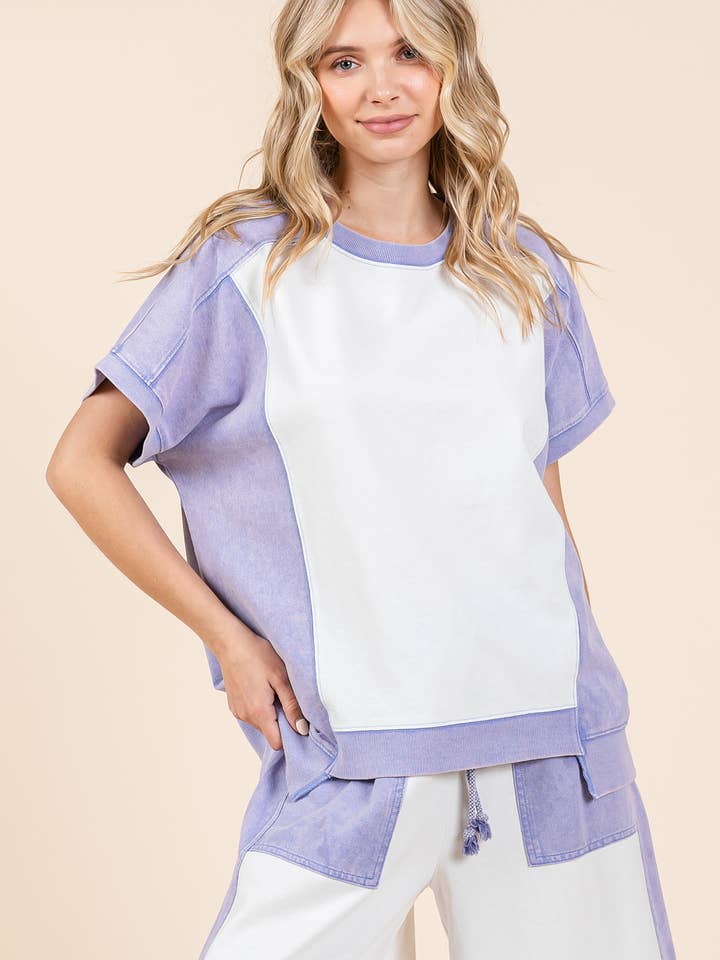 mittoshop – Großhandel Tunika – Damen – ÜBERGROSSES KURZARMSHIRT IM FARBBLOCKDESIGN13