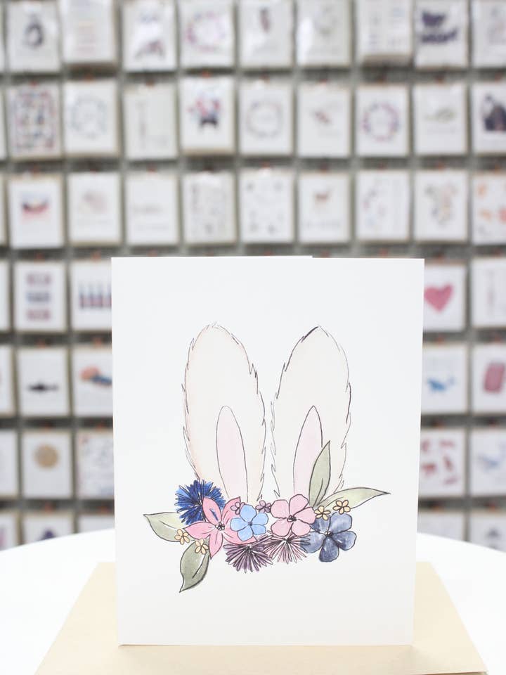 Flower Easter Bunny Ears Card for wholesale by Covered With Art
