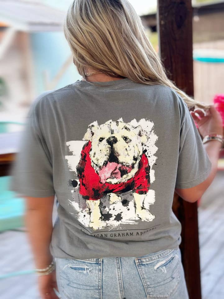 Here Comes The BOOM Bulldog Artisan Graphic T-Shirt for wholesale by American Graham Apparel