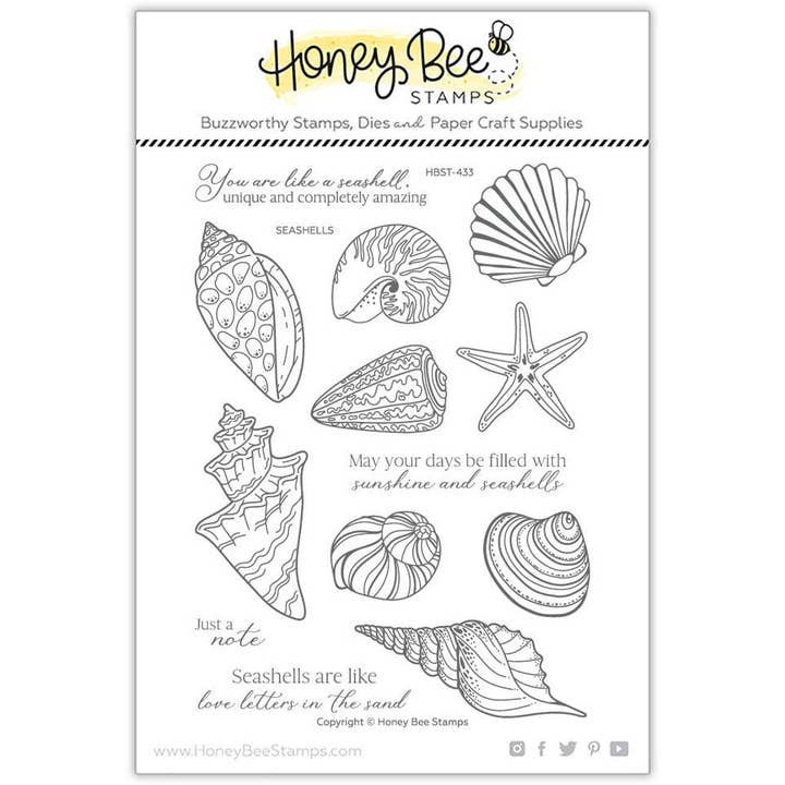 Honey Bee Stamps - Wholesale Rubber/decorative stamp - Seashells - 6x8 Photopolymer Stamp Set7
