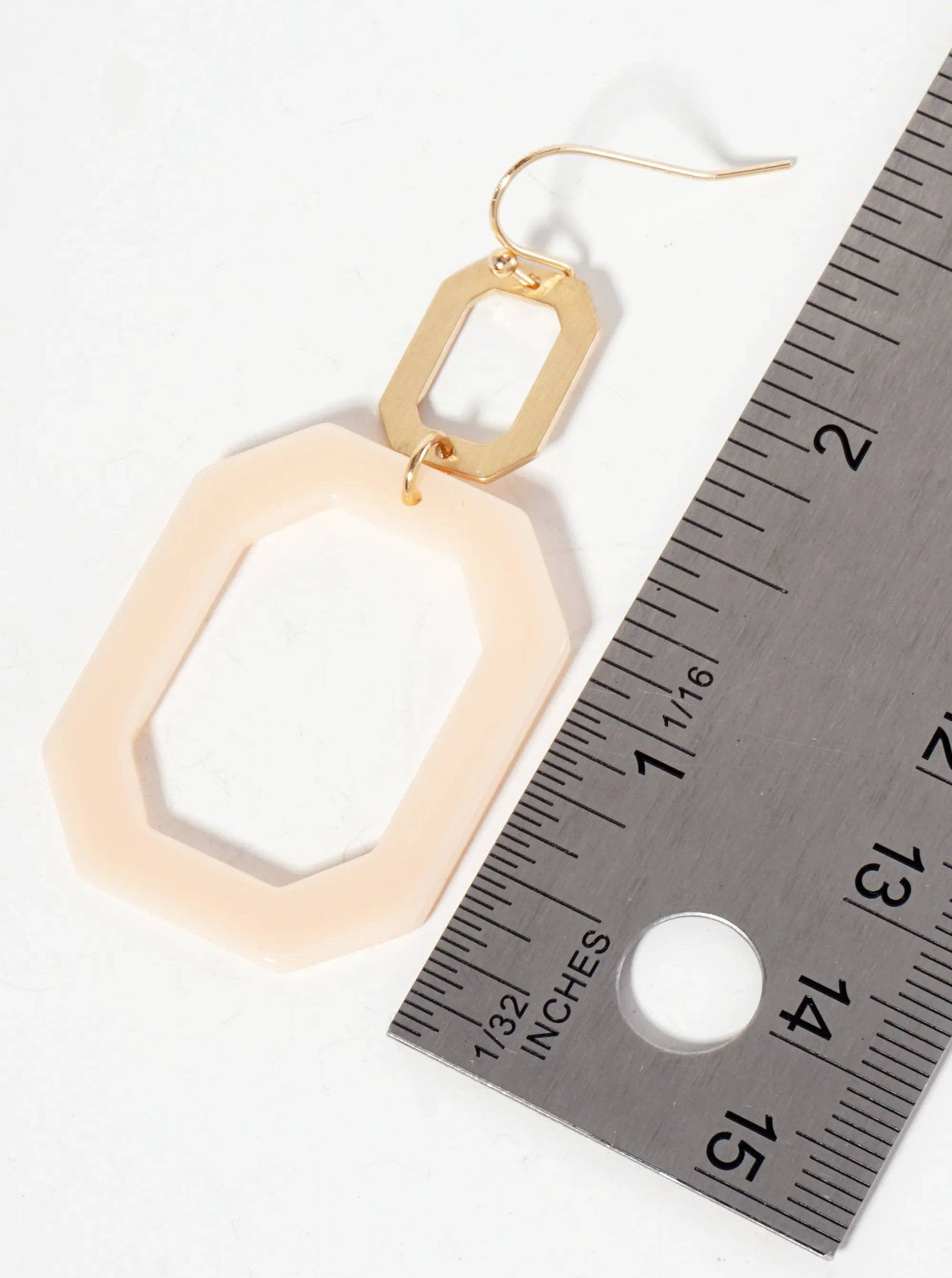 Wild Honey - Wholesale Dangle Earrings - Geometric Double Cut-Out Octagon Dangle Earrings4