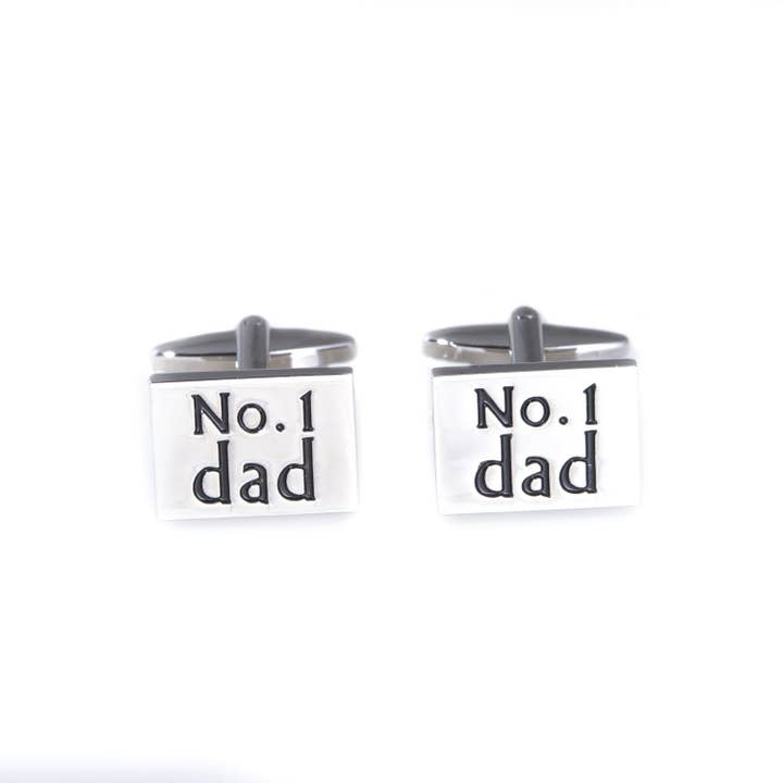 Rhodium Plated 1 Dad Cufflinks for wholesale by BeyBerk International