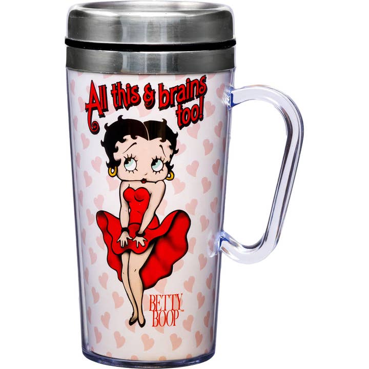 Betty Boop Brains Insulated Mug for wholesale by Spoontiques, Inc