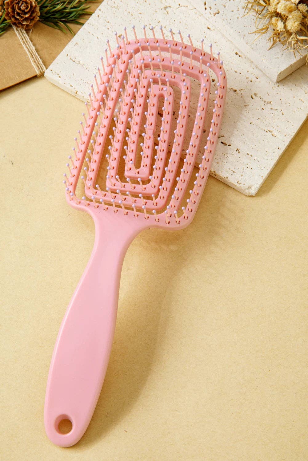 Gossamer Pink ABS Fluffy Hair Volume Comb for wholesale on Faire4