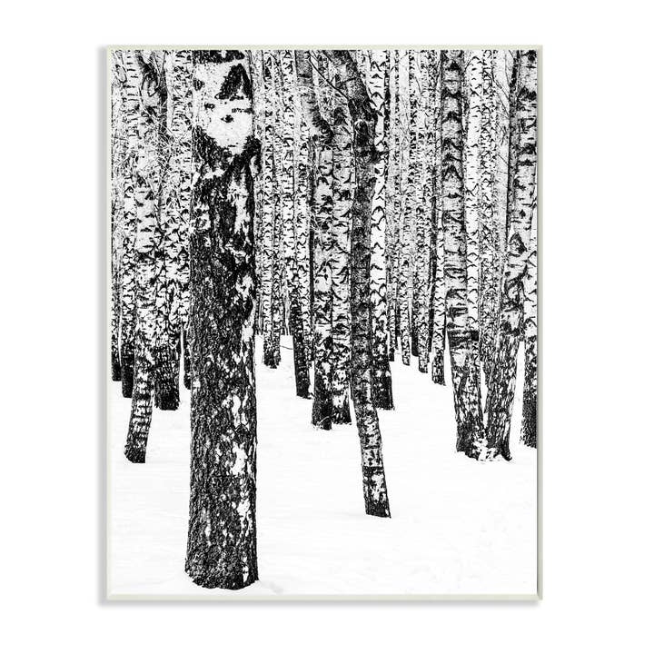Minimal Snowy Woods Landscape Black and White Wall Art for wholesale by Stupell Industries