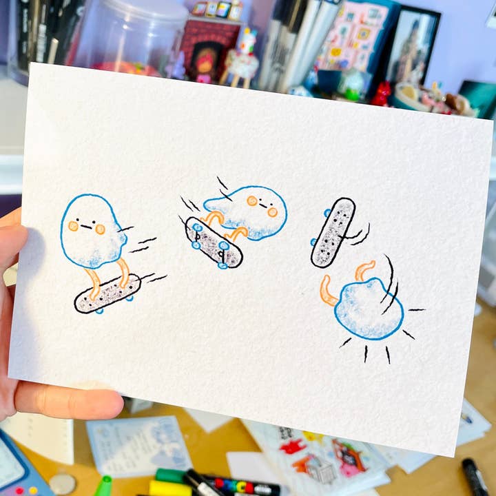 Ghost on a Skateboard Print!!!!! for wholesale by Stay Okay Studio