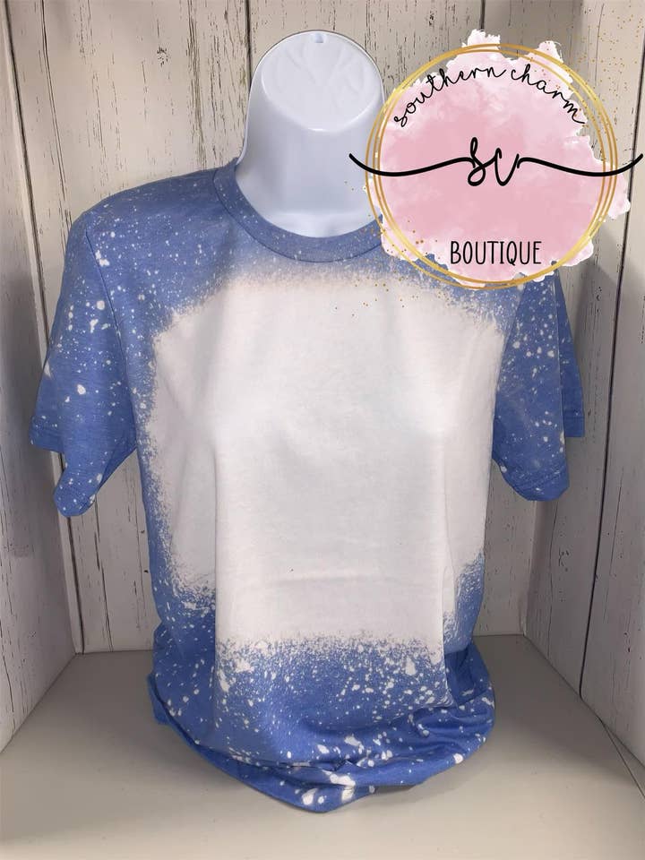 Heather Columbia Blue Blank Bleached Tees for wholesale by Southern Charm Boutique