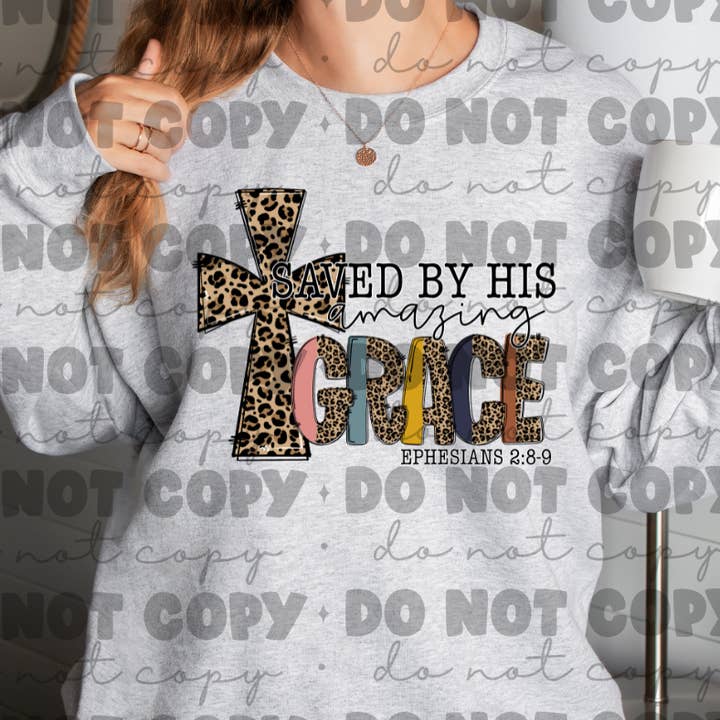 Saved by his amazing grace sweat shirt for wholesale by KTD DESIGNS