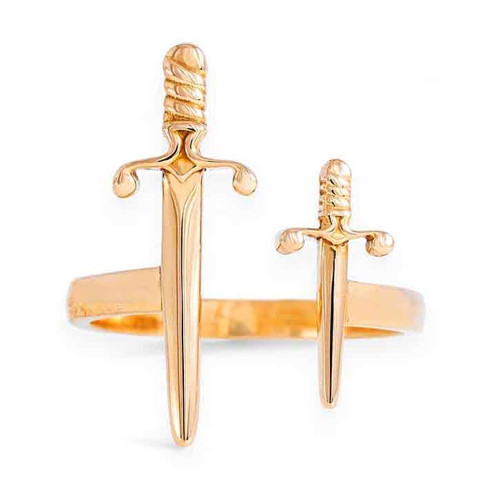 Anello regolabile con spade in bronzo per la vendita all'ingrosso da parte di Nina Designs