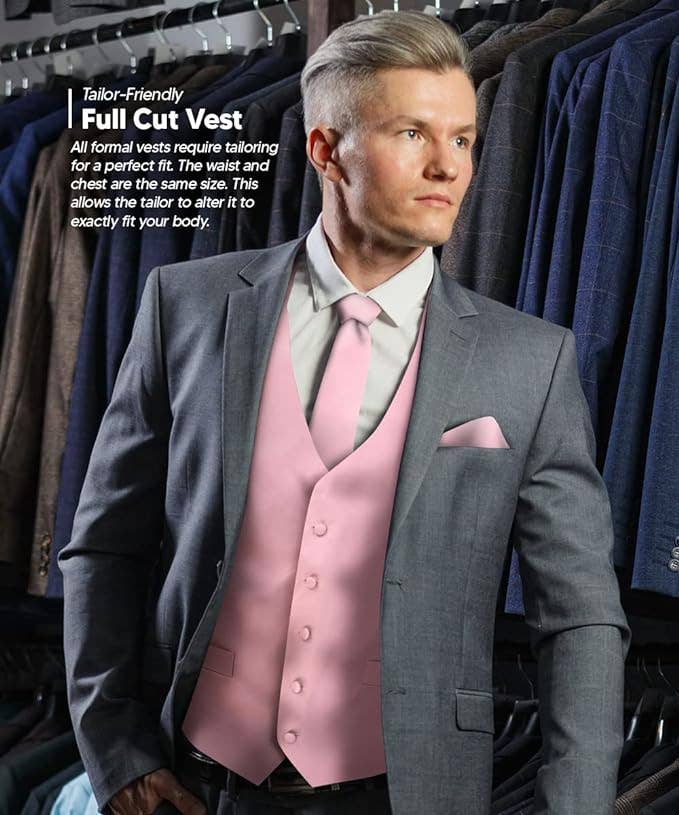 Dubal Brothers - Wholesale Suit Vest - Men's - Vittorio Farina Solid Satin Vest Set (White Back) Var. 02 (Mustard-Yellow)16