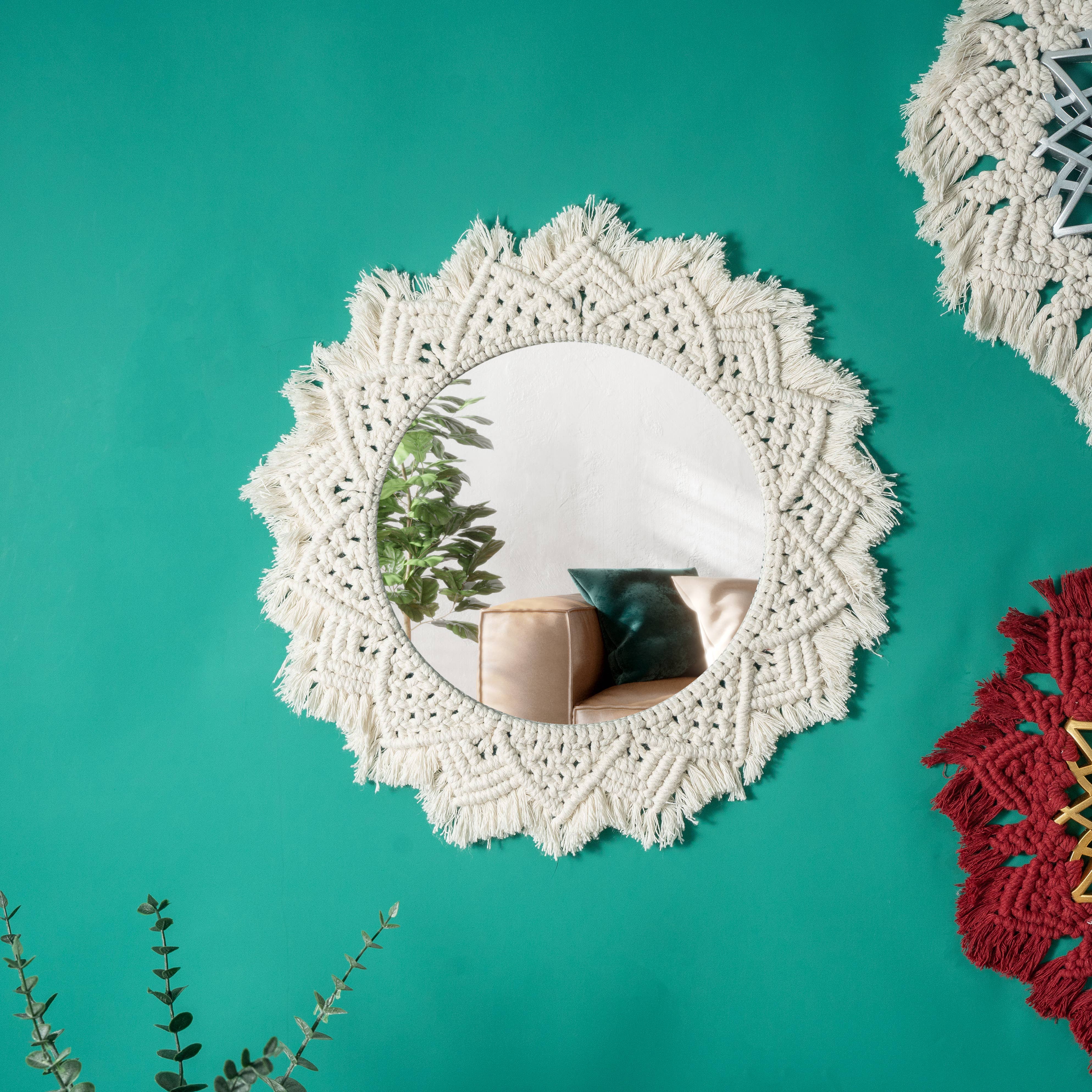 Sparkle Being - Wholesale Wall Mirror - Handmade Round Bohemia Style Wall Hanging - Macrame Mirror6