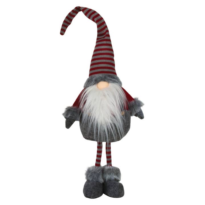 Sm Red and Grey Standing Plush Gnome Santa for wholesale by Bright Ideas