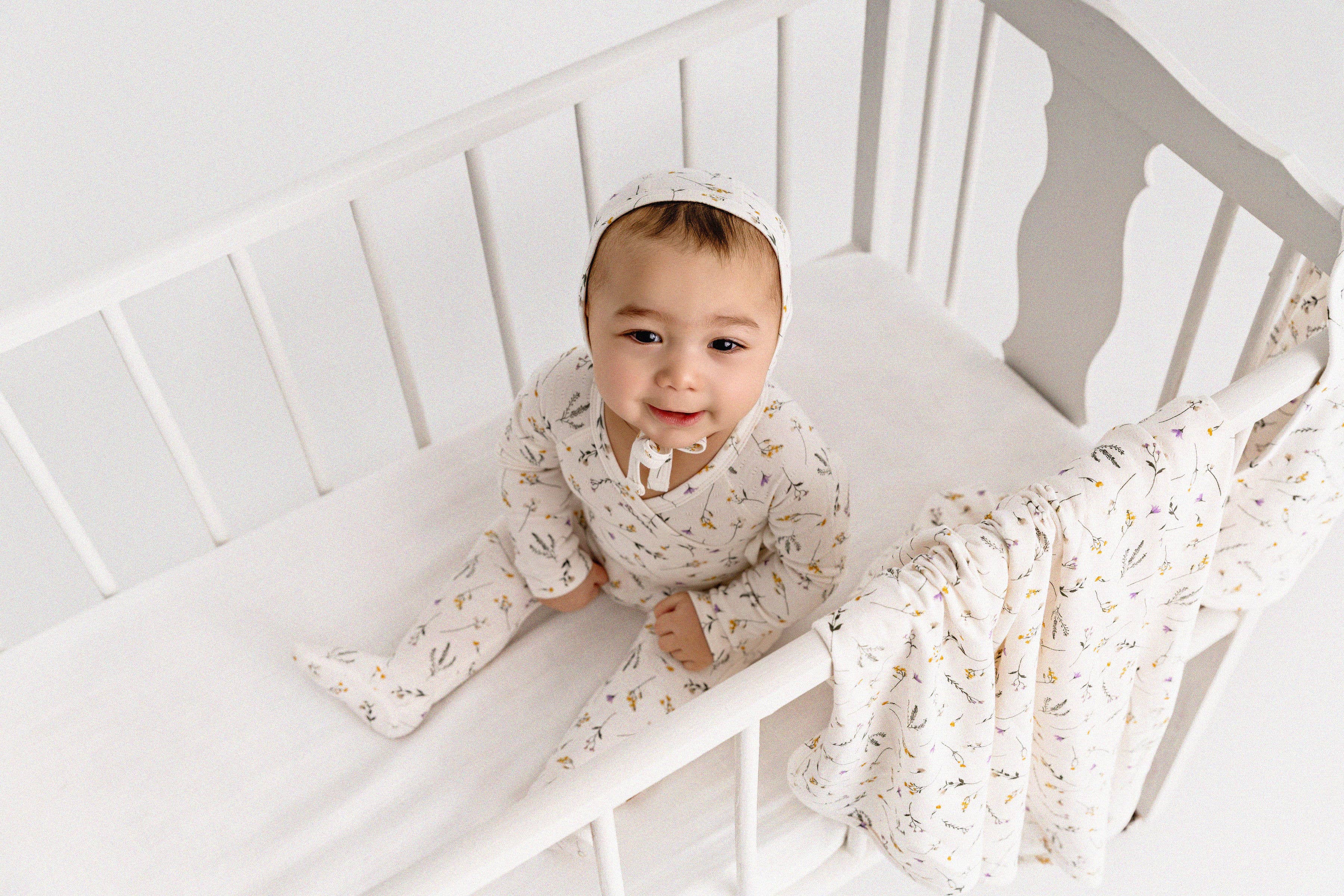 Winter White Pretty Petals Pointelle 4 Pc Footie Set for wholesale on Faire5