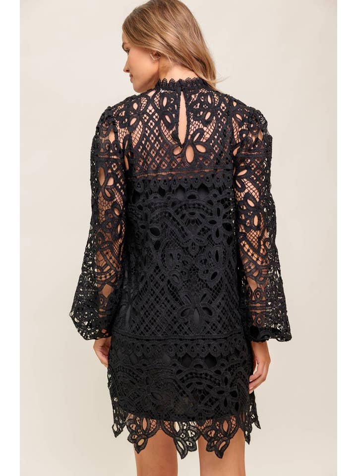 Black A woven lace mini dress - ID21605 for wholesale on Faire2