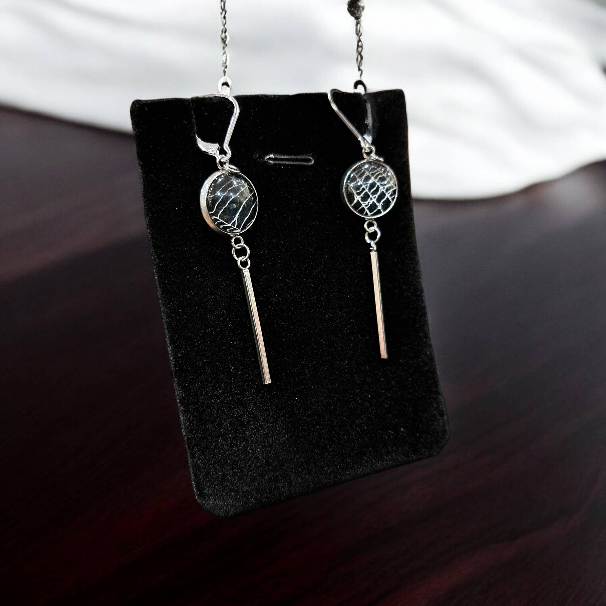 Hell Kitten RVA - Wholesale Dangle Earrings - Real Spiderweb Vertical Bar Dangles7