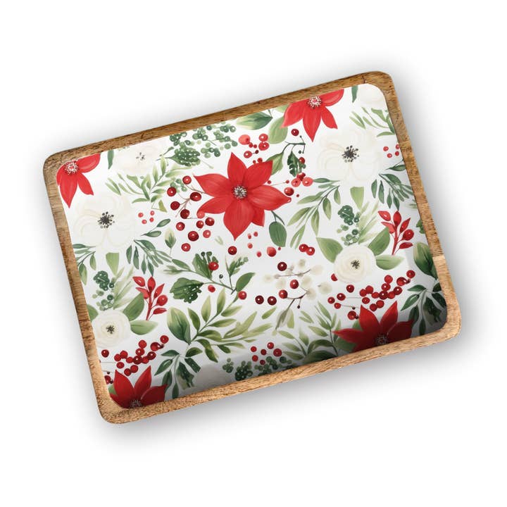 Christmas Floral 13'X17" Decorative Tray Item 3-16 for wholesale by My Casita