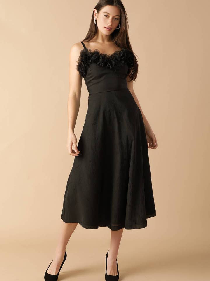 A solid woven midi dress - ID21676 for wholesale by FLYING TOMATO