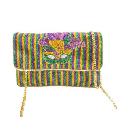 MINIBOLSO DE MANO CON FORMA DE MÁSCARA DE MARDI GRAS CON CUENTAS MÚLTIPLES para venta al por mayor de Pizzazz, Inc.