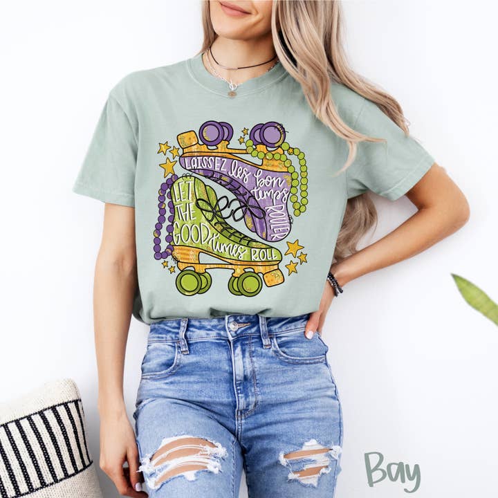 Painted Skies - Wholesale T-Shirt (Graphic) - Women's - Let The Good Times Roll Trendy Mardi Gras Adult Tee3