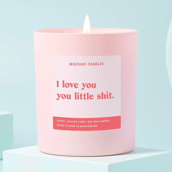 Girlfriend Boyfriend Gift Love You Little Shit Funny Candle for wholesale by Mischief Candles