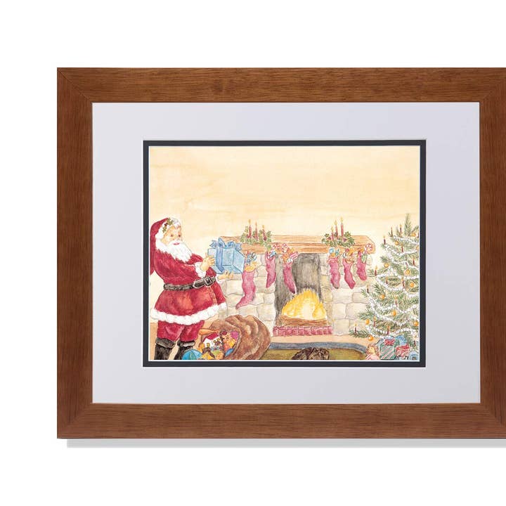 Art Prints Inc Santa Clause St Nick Christmas Toys and Stockings W/B Matted Picture Honey Framed for wholesale by Unlimited Potential LLC