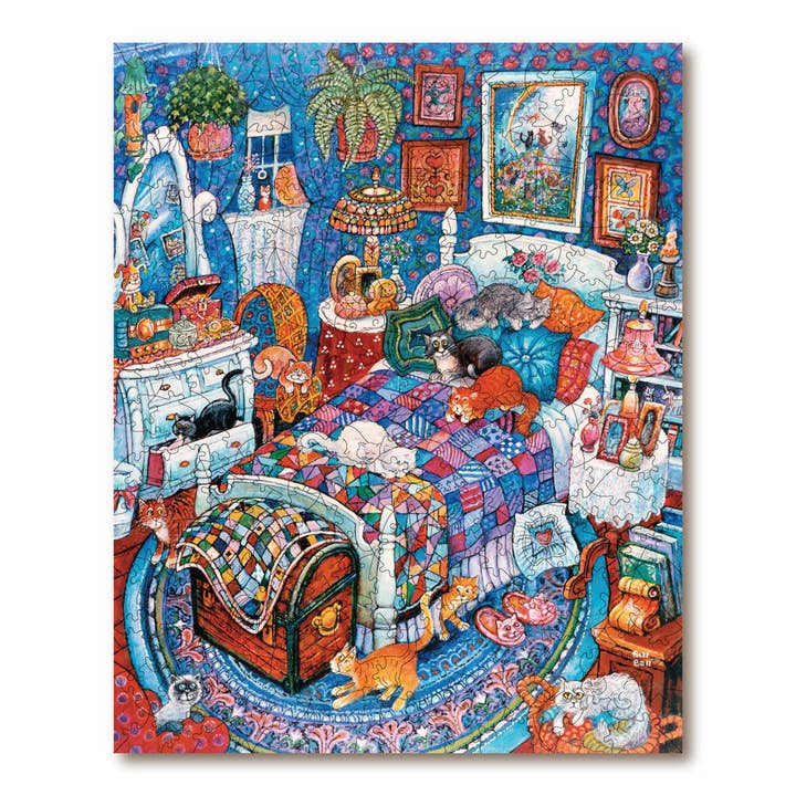 Blue Bedroom Cats for wholesale by Victory Wooden Puzzles