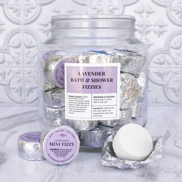 Wild Grove Essentials - Vente Bombe de douche/galet bien-être pour la douche - Fizzies naturels pour le bain et la douche, format mini avec huiles essentielles7