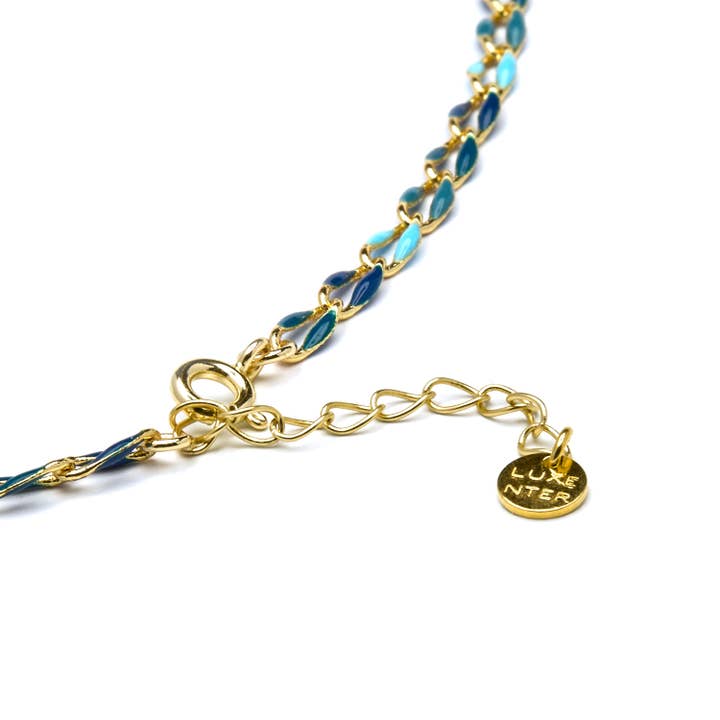 Luxenter - Wholesale Choker/Collar - Collar de Plata de Ley 925 y Lacado Azul acabado oro 18k - Shione3