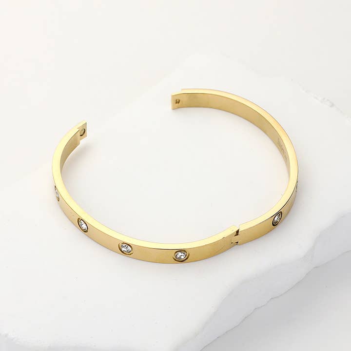 Sensibling Corp. - Wholesale Bangle Bracelet - Stainless Steel Crystal Embellished Bangle Bracelet
1