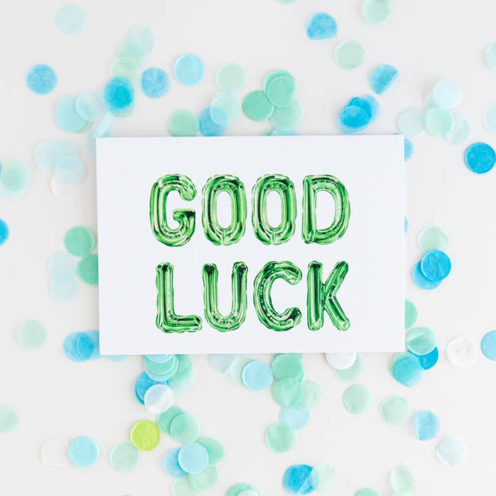 Good Luck Balloon Watercolour Sustainable Greetings Card for wholesale by Sophie Brabbins